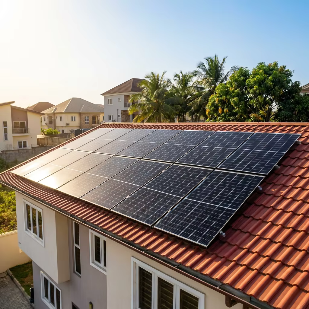 High-efficiency solar panels installation on a roof in Nigeria - Twerd.ng ROI Guide