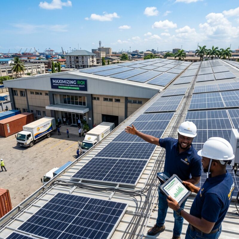 High-efficiency solar panels on commercial buildings in Nigeria maximizing ROI.