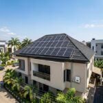 High-efficiency monocrystalline solar panels installed on a residential rooftop in Nigeria.
